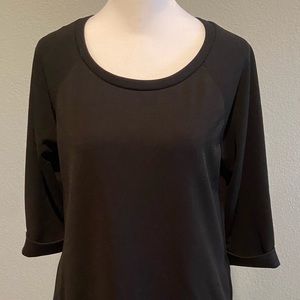 Black Tunic Dress with 3/4 Sleeve & Pockets, Size Medium